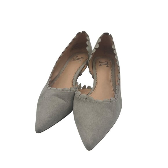 Journee Collection Scalloped Edge Suede Gray Kitten Heel Pointed Toe Pumps Size6 - Picture 1 of 8
